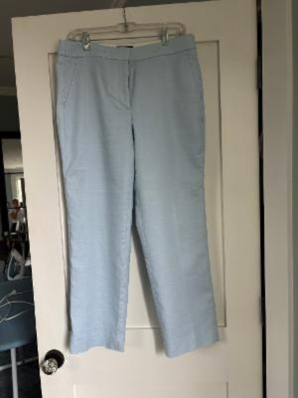 J.Crew Kate Straight-Leg Pant in Stretch Linen Blend – Light Blue (Size 10)